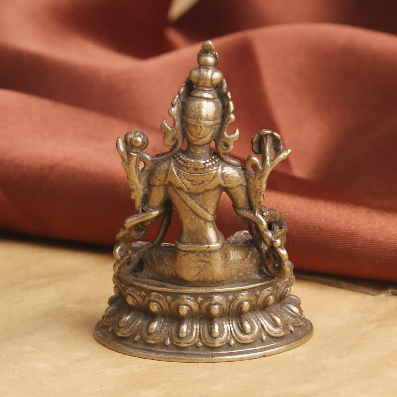 Buddha Stones Bodhisattva Groene Tara Kalme Hoop Koperen Beeld Decoratie - image 5