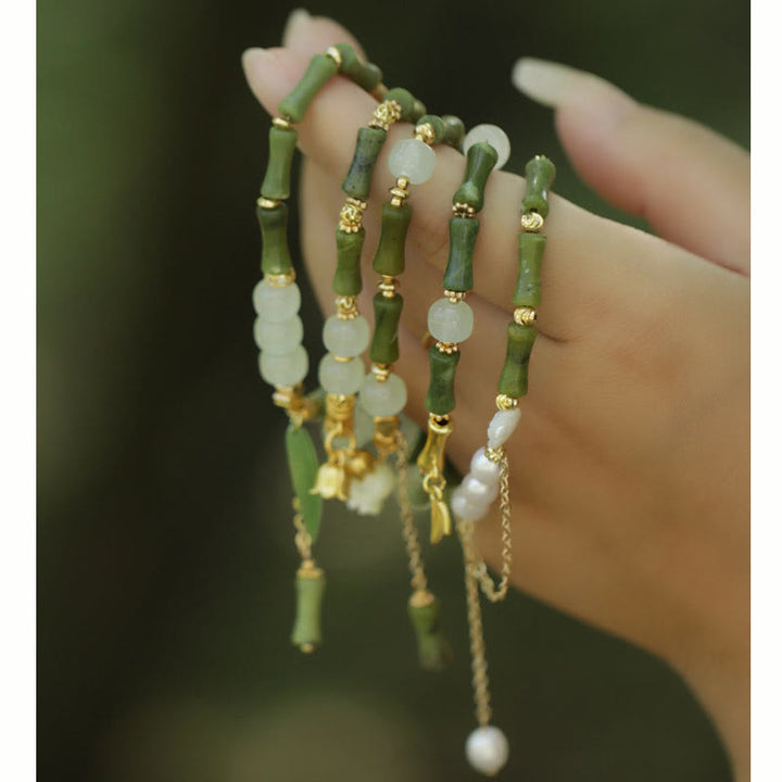 Buddha Stones Groene bamboe jade lelietje-van-de-dalen Armband voor welvaart - image 13