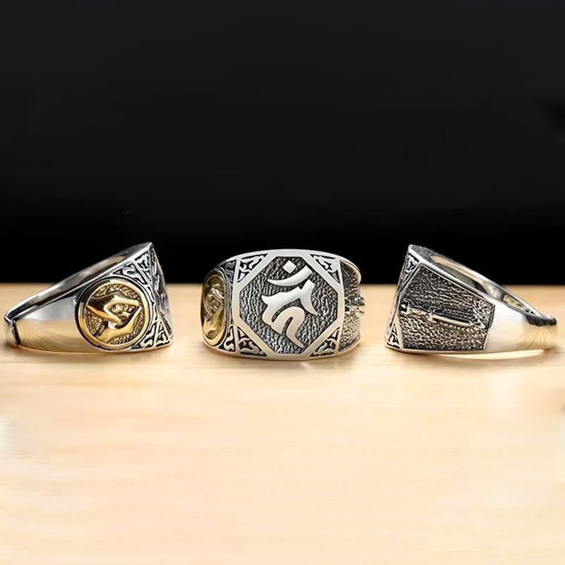 Buddha Stones Verstelbare Ring van 925 sterling zilver met gegraveerd Sanskriet-motief ter bescherming. - image 12