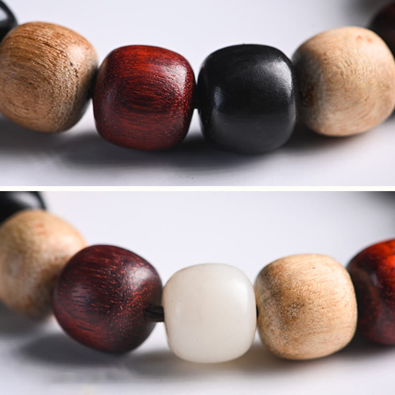 Buddha Stones Armband met kleine blaadjes, rood sandelhout, ebbenhout en schattige kat, gegraveerd ter bescherming - image 9