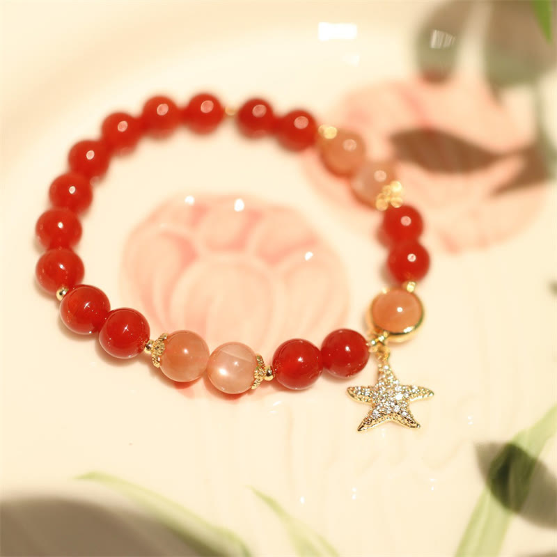 Buddha Stones Zonnesteen Perzik Maansteen Rode Agaat Kristallen Armband - image 2