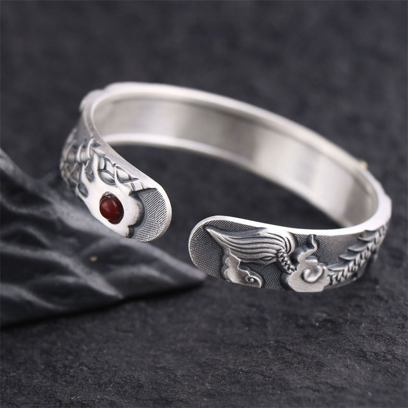 Buddha Stones 999 Sterling Zilveren Draken Kracht Bangle-armband - image 3