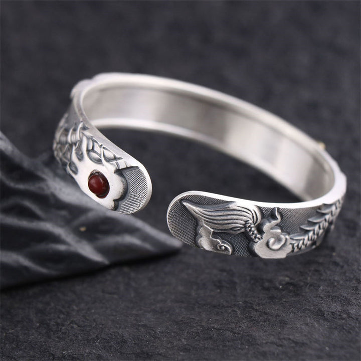 Buddha Stones 999 Sterling Zilveren Draken Kracht Bangle-armband - image 3