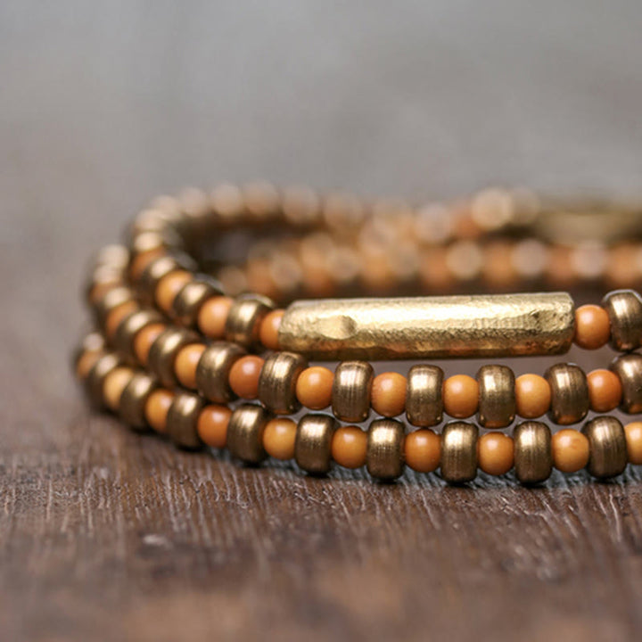 Buddha Stones Retro olijfpit koperen Armband met rijkdommotief - image 3