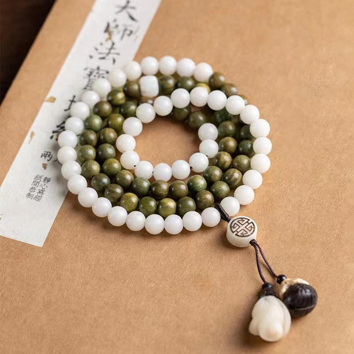 Buddha Stones Natuurlijke groene sandelhout bodhi-zaadjes kalmerende Armband - image 1