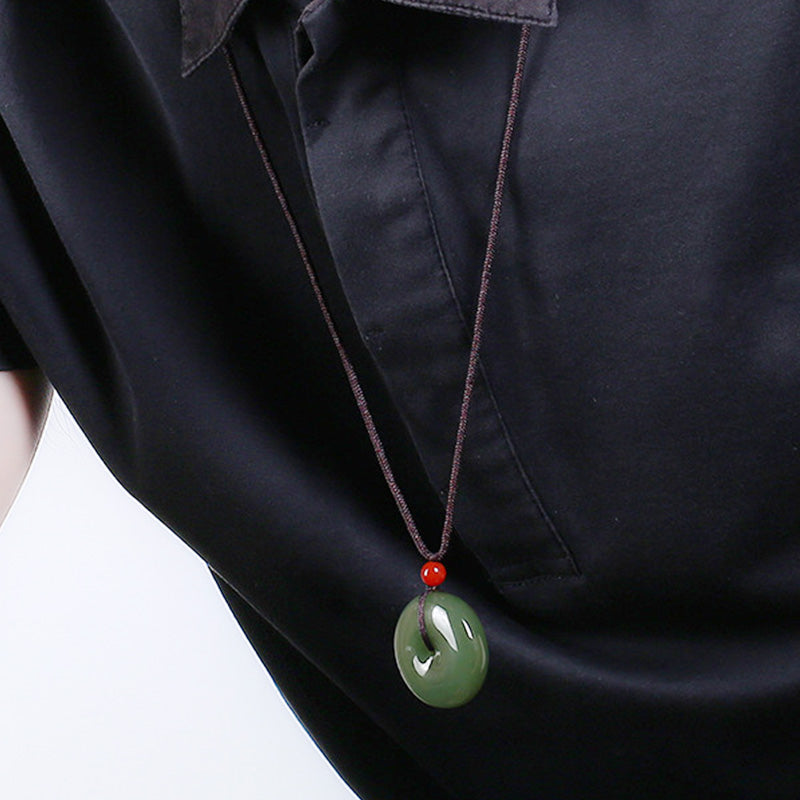 Buddha Stones Natuurlijke ronde jade vredesgesp Ketting - image 5