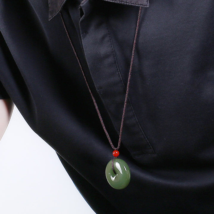 Buddha Stones Natuurlijke ronde jade vredesgesp Ketting - image 5