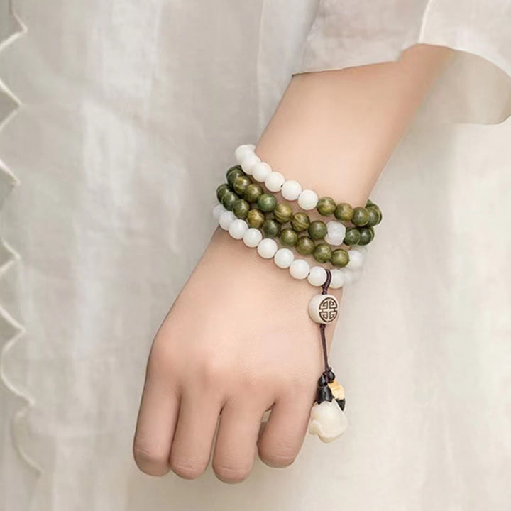 Buddha Stones Natuurlijke groene sandelhout bodhi-zaadjes kalmerende Armband - image 7