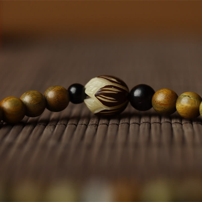 Buddha Stones Groene sandelhout bodhizaad lotus kalmerende dubbele Armband - image 7