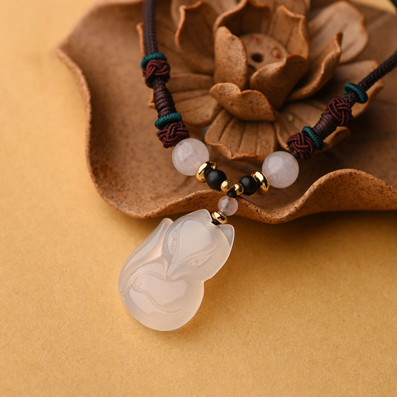 Buddha Stones Chalcedoon vos roze kristallen kraal harmonie Ketting hanger - image 1