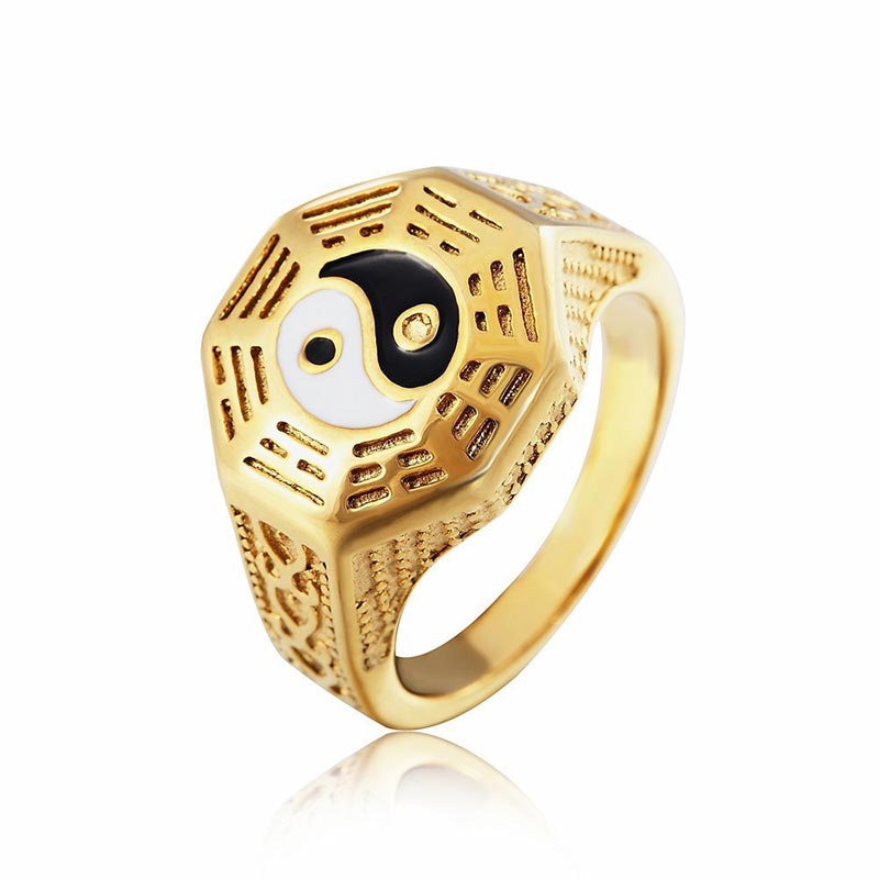 Yin Yang symbool koperen Ring - Goud - image 1