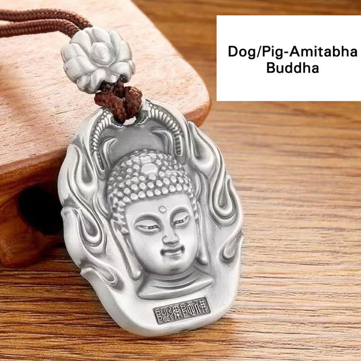 Buddha Stones Chinese dierenriem geboorte Boeddha Om Mani Padme Hum Lotus Mededogen Ketting - Hond/Varken-Amitabha Boeddha - image 18
