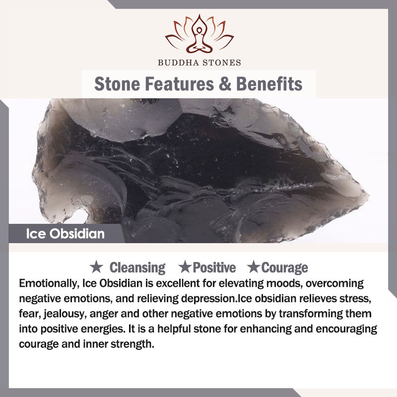 Buddha Stones Natuurlijke zwarte obsidiaan ijsobsidiaan kracht Ketting - image 9