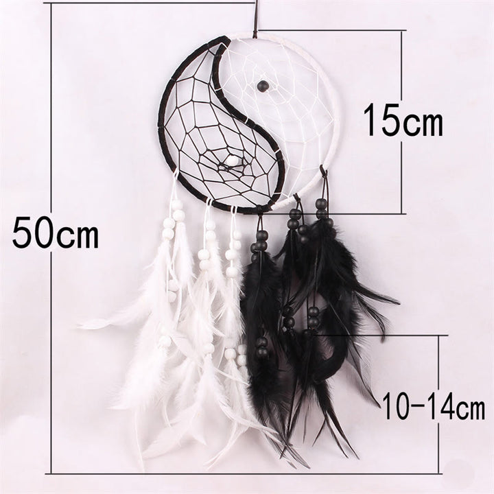 Yin Yang dromenvanger rond net met veren, balansdecoratie - image 13