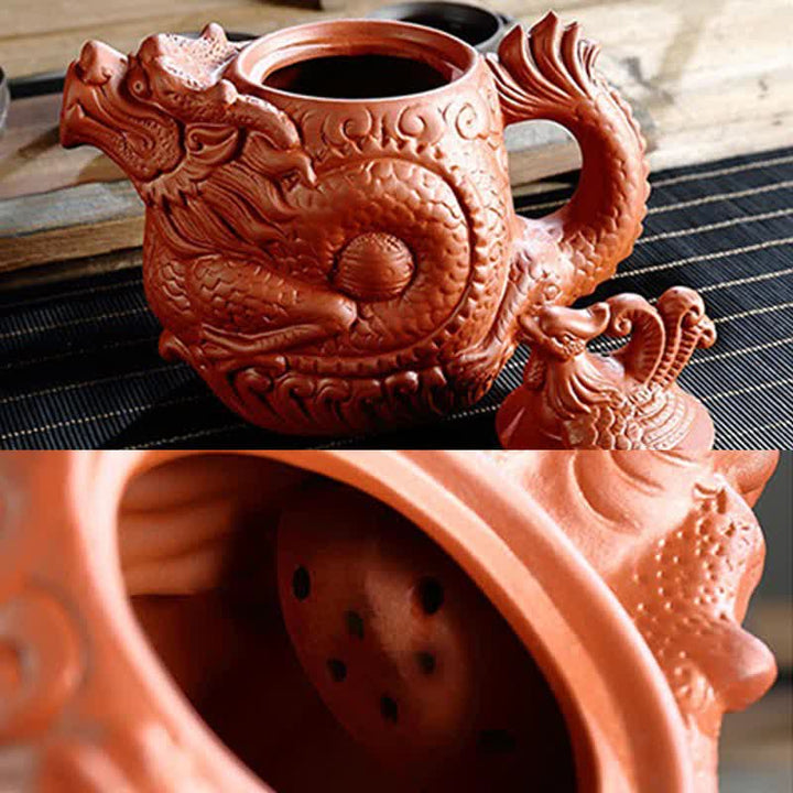 Vintage keramische theepot met draak en feniks - image 12