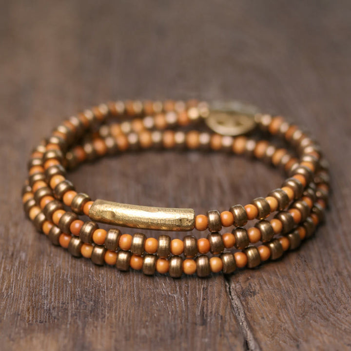 Buddha Stones Retro olijfpit koperen Armband met rijkdommotief - image 1