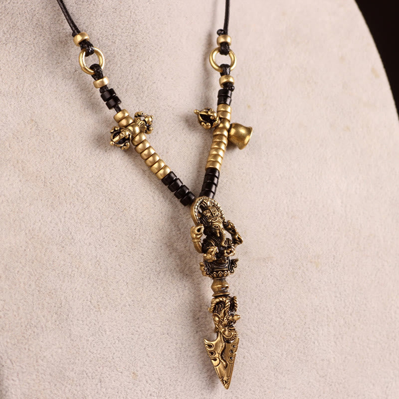 Buddha Stones Tibetaanse Ganesh Ganpati Olifant God van de Rijkdom Dorje Vajra Spirituele Kracht Ketting - Dorje/Vajra&Ganesh - image 0