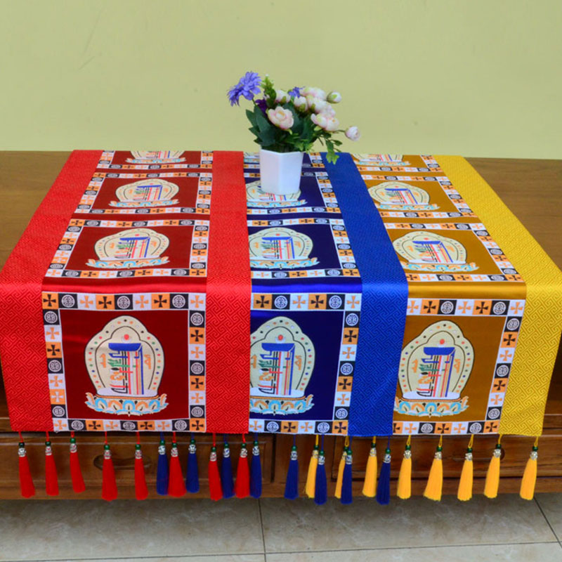Buddha Stones Gebedsaltaarmat Man-Bcu Kalachakra Eindeloze Knoop Vajra Tibetaanse Gelukssymbolen Kwasten Tafelloper - image 1