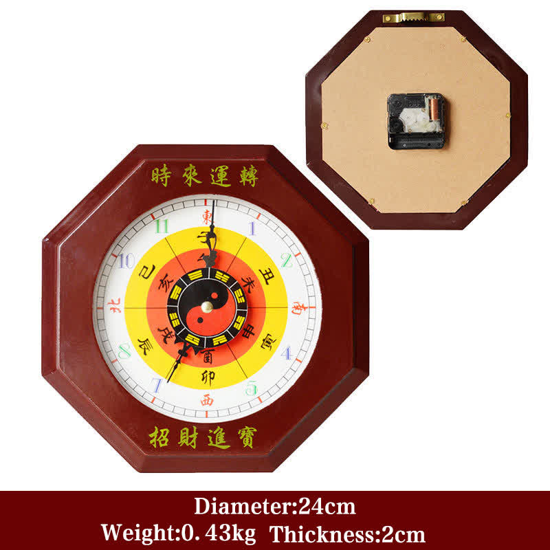 Feng Shui Bagua-kaart, energiebalanskaart, wandklok - Rode Bagua kaart &amp; wandklok 24 cm - image 3