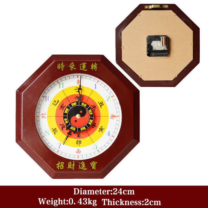 Feng Shui Bagua-kaart, energiebalanskaart, wandklok - Rode Bagua kaart &amp; wandklok 24 cm - image 3