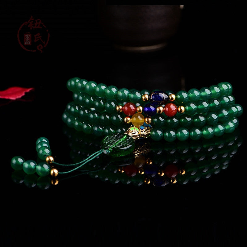 Buddha Stones 108 Mala kralen natuurlijke groene agaat Armband - Geen elastisch koord - 10mm - image 0