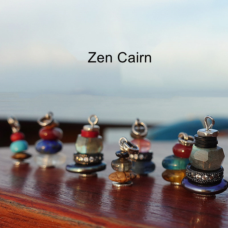 Buddha Stones Zen Cairn Labradoriet Diverse Kristallen Kalmerende Hanger Ketting - image 0