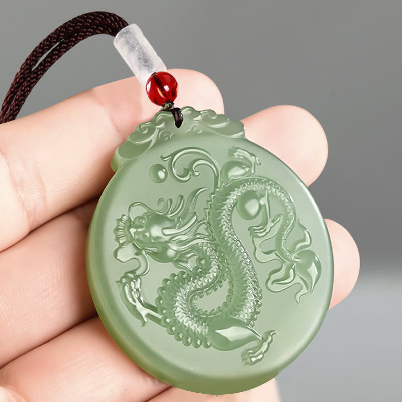 Buddha Stones Ketting met Chinese dierenriemdraak van jade voor geluk. - image 1