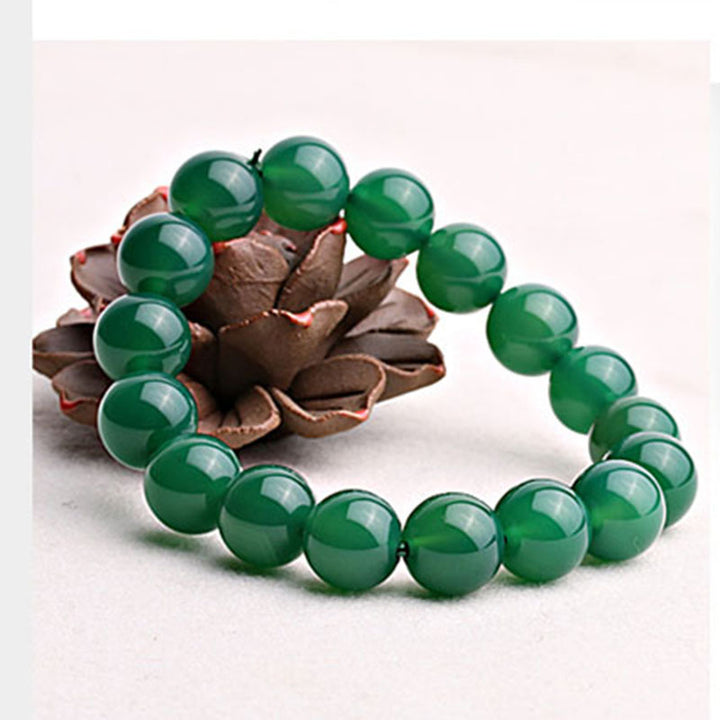 Buddha Stones Natuurlijke groene agaat Armband - 14mm - image 0