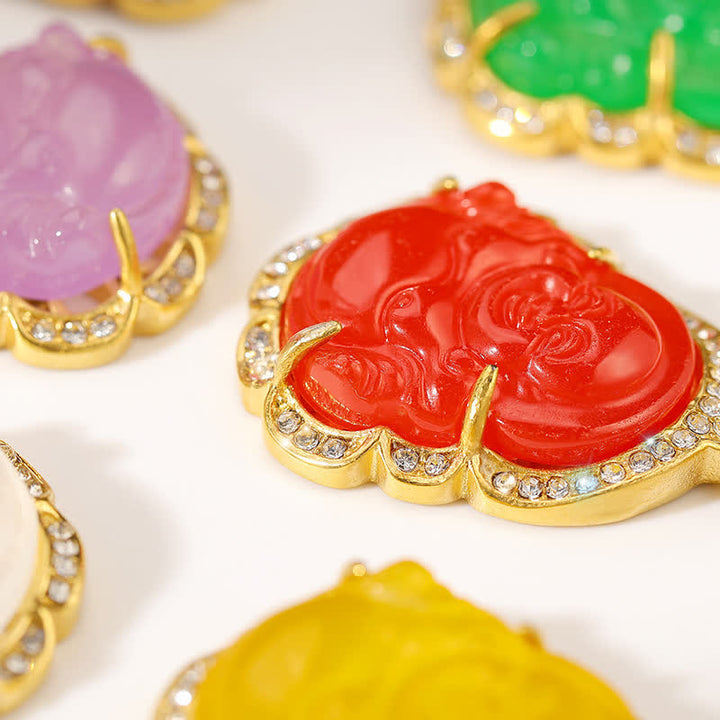 Buddha Stones Ketting met lachende Boeddha van jade, 18 karaats verguld - image 12