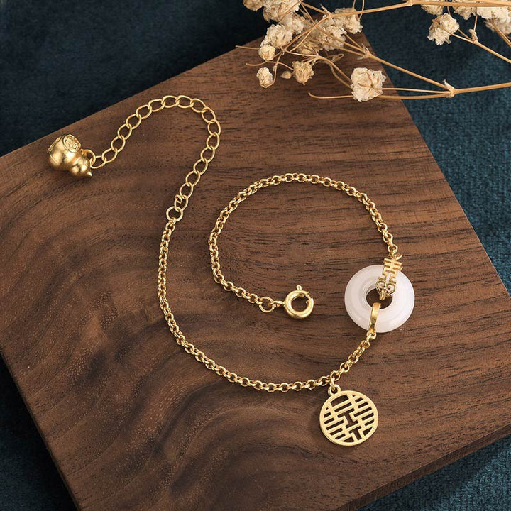 Buddha Stones Witte jade dubbele Armband - image 2
