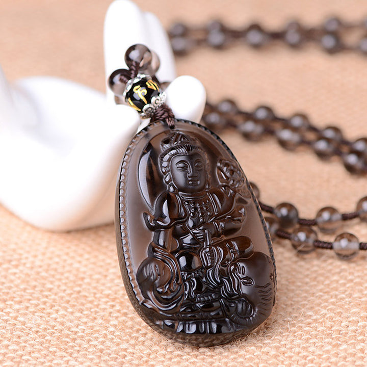 Buddha Stones Chinese dierenriem obsidiaan Ketting - L-Draak &amp; Slang - image 4