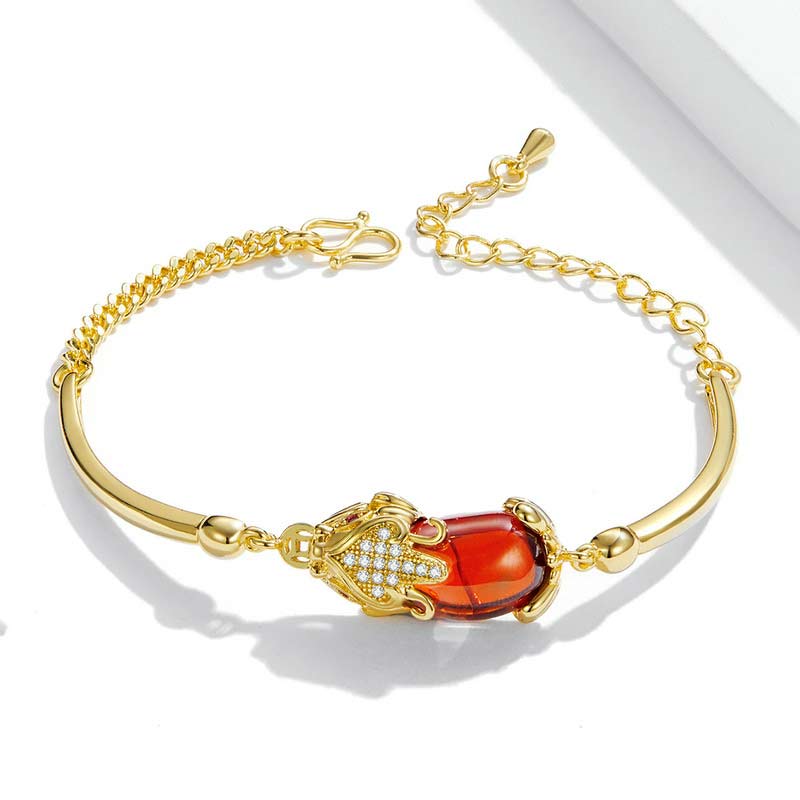 Feng Shui Gouden Rode Agaat PiXiu Armband voor Rijkdom en Geluk - image 1