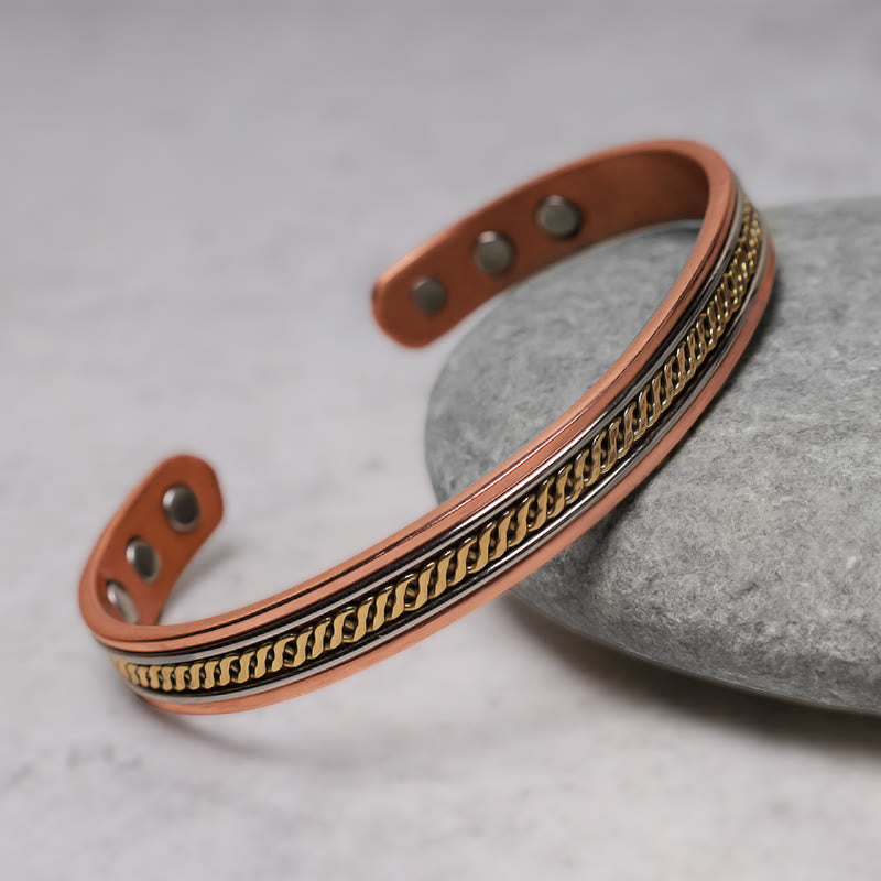 Buddha Stones Verstelbare Manchetarmband/ Bangle met Ring koperen balans - image 3