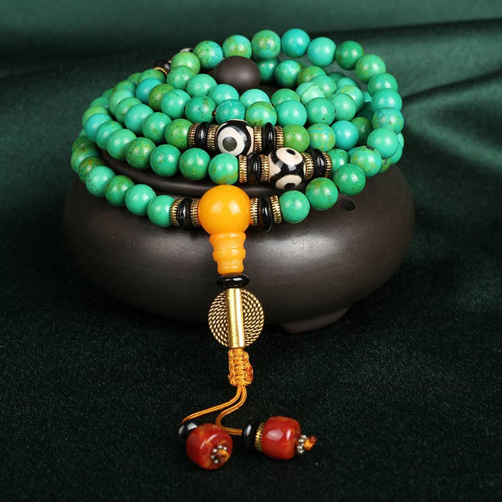 Buddha Stones Tibetaanse turkooizen Mala balans Ketting Armband - image 0