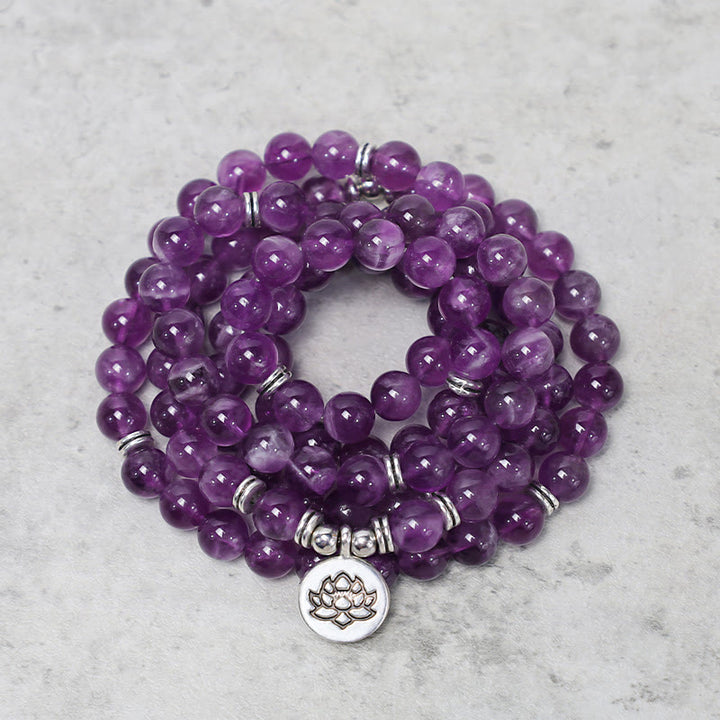 Buddha Stones Natuurlijke amethist zuiveringsmala - Armband - image 1