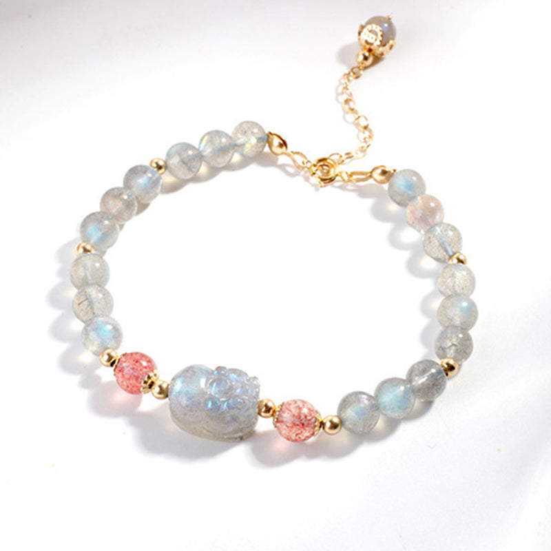 Buddha Stones Maansteen Aardbeikwarts PiXiu Genezende Armband - image 4