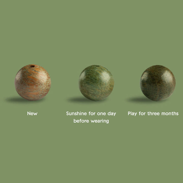 Buddha Stones Groene sandelhouten Armband met positieve boodschap en vredesmotief - image 16