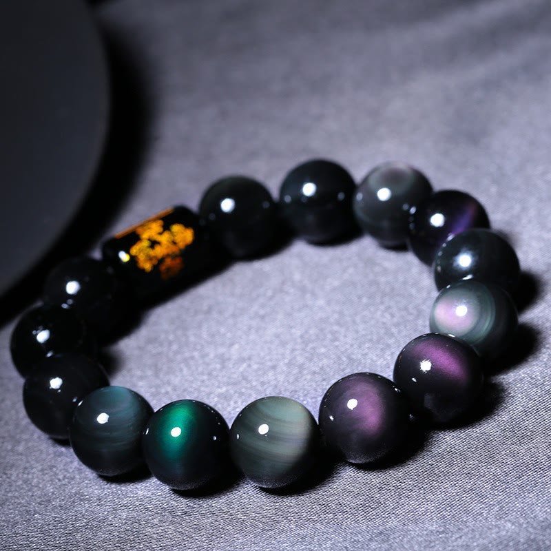 Buddha Stones Armband van natuurlijke regenboogobsidiaan voor positieve transformatie - image 4