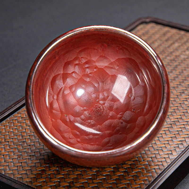 Buddha Stones Handgemaakte Chinese Jianzhan Lotus Design keramische theekopje Kung Fu Theekopje - Groot formaat: 9,5 cm * 6,3 cm * 170 ml - image 0