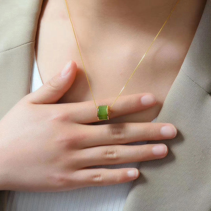 Buddha Stones Ronde cyaan jade gelukshanger voor Ketting - image 2