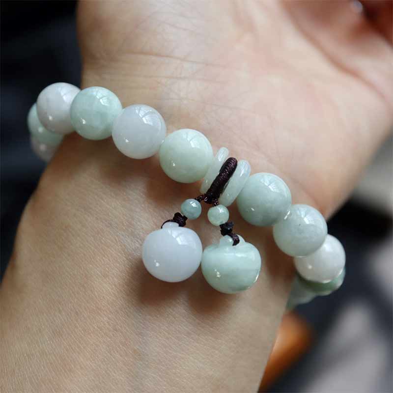 Buddha Stones Armband van natuurlijke jade, Pi Xiu Boeddha, kalebas en appel voor succes - image 7