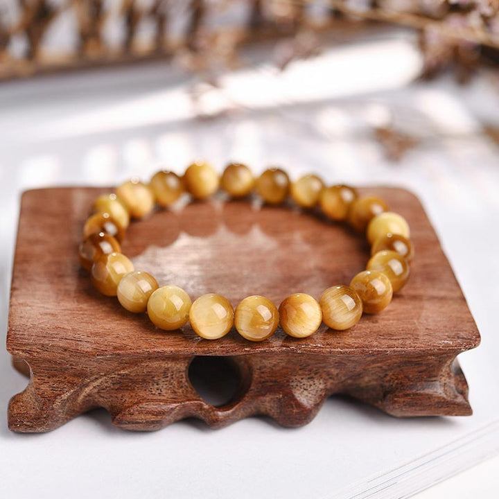 Buddha Stones Armband met tijgeroogkralen voor het verlichten van angst en stress - Gouden Tijgeroog - 8 mm - image 0
