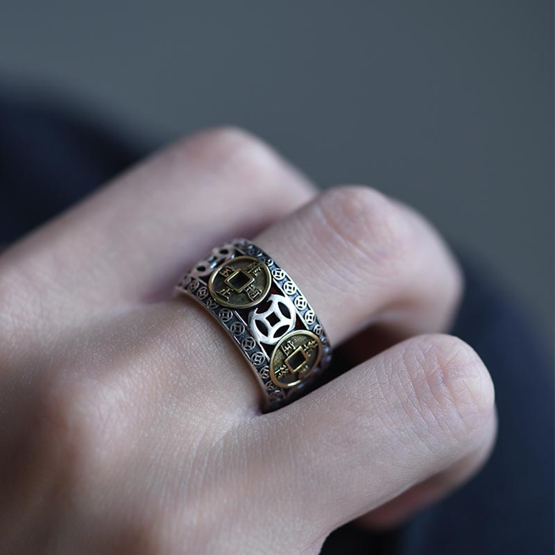 Buddha Stones Verstelbare Ring met vijf keizerlijke munten - image 7