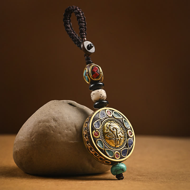 Buddha Stones Tibetaanse Om Mani Padme Hum Bodhi Seed Peace sleutelhanger - Gelukbrengende Shankha - image 0