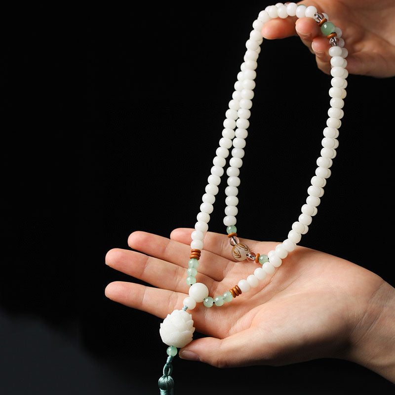 Buddha Stones Witte Bodhizaad Mala met 108 kralen, Armband - image 2