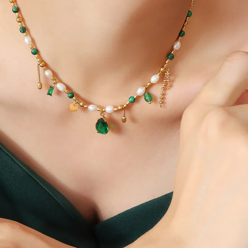 Parelkraal, zirkoon, turkoois, rustgevende Ketting - Parel (Geluk ♥ Rust) - image 0