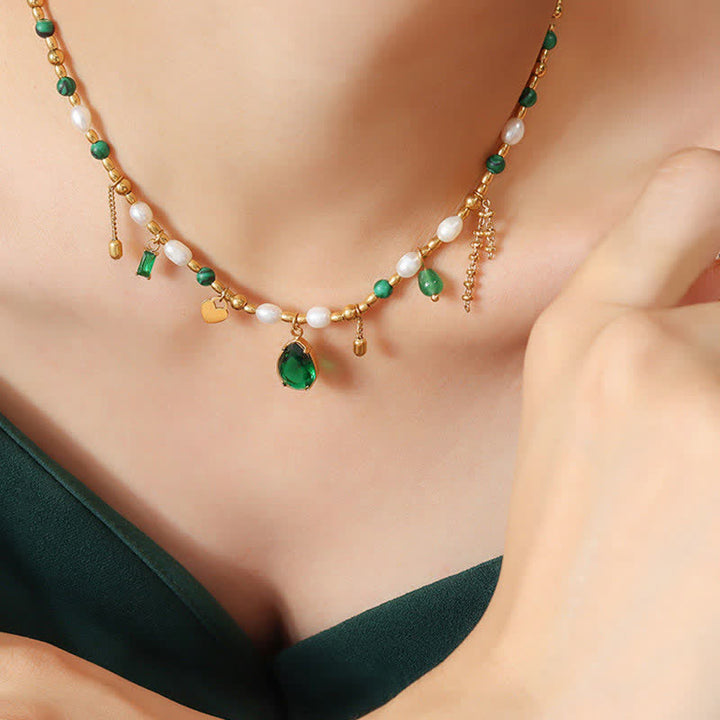 Parelkraal, zirkoon, turkoois, rustgevende Ketting - Parel (Geluk ♥ Rust) - image 0