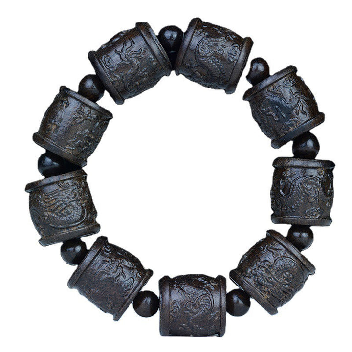 Buddha Stones Armband van ebbenhout met achttien arhats, lotus en draak. - image 13