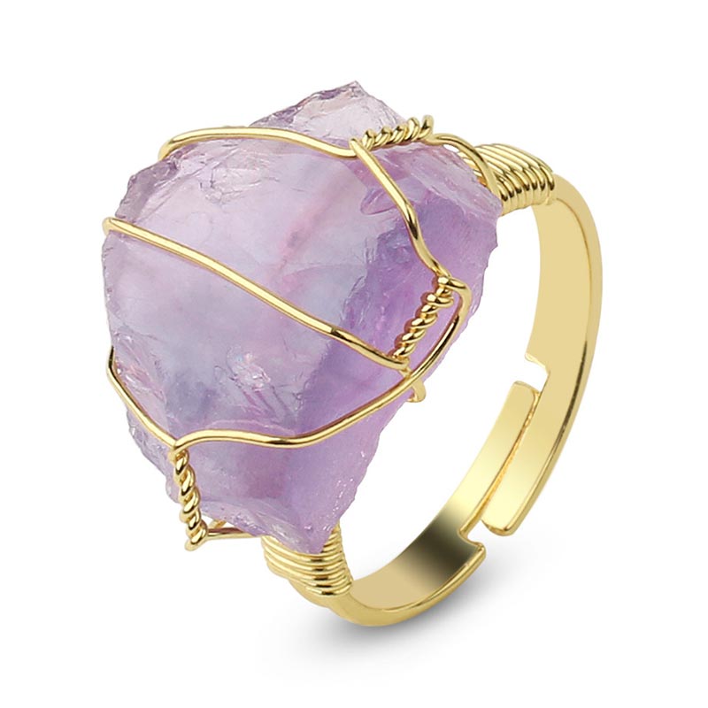 Buddha Stones Verstelbare Ring met natuurlijke amethist kristal edelsteen - image 1