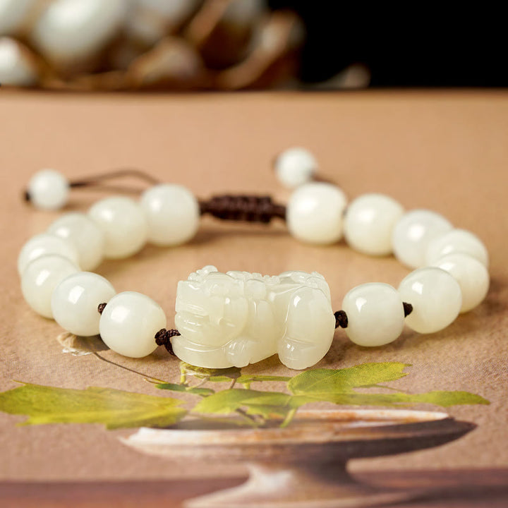 Buddha Stones Natuurlijke Hetian witte jade PiXiu Armband - Witte Jade PiXiu - Vrouwen - image 1